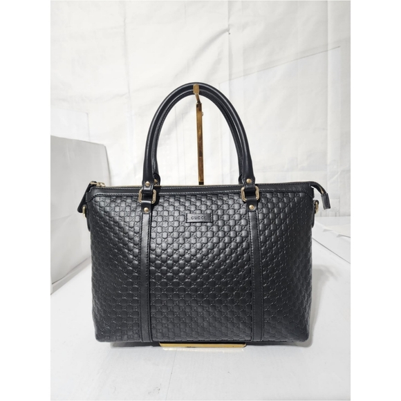 GUCCI Soft Microguccissima Small Zippered Tote Black - Picture 1 of 13